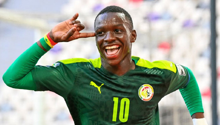 The captain of Senegals Under-17 team, Amara Diouf, 15, celebrates after scoring a goal during a match. — X/@ActuL1_