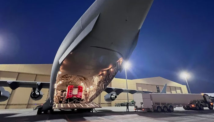 Members of Qatar Emiri Air Force load up Lekhwiyas International Search and Rescue Group equipments onto a military cargo aircraft headed to Morocco to provide aid on the ground, after an earthquake struck the country, at Al Udeid Air Base, in Doha, Qatar, September 10, 20223. — Reuters