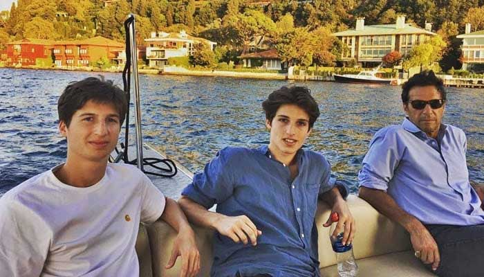 PTI Chairman Imran Khan (left) with sons Suleman Khan and Qasim Khan. — Instagram/khanjemima