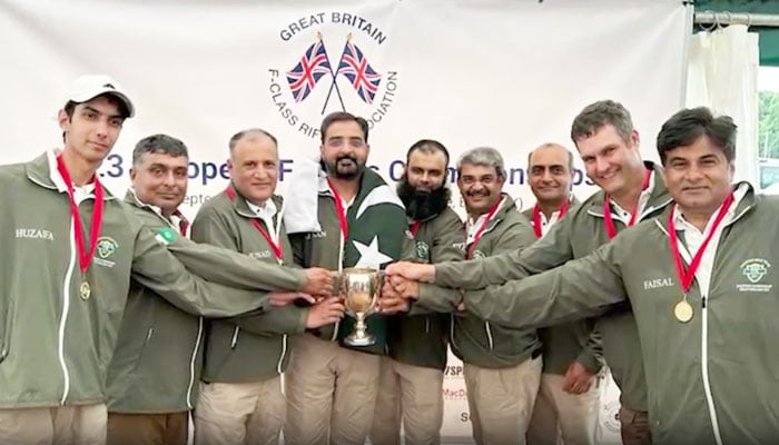 The Pakistan Long Range Team with the trophy. — Screengrab