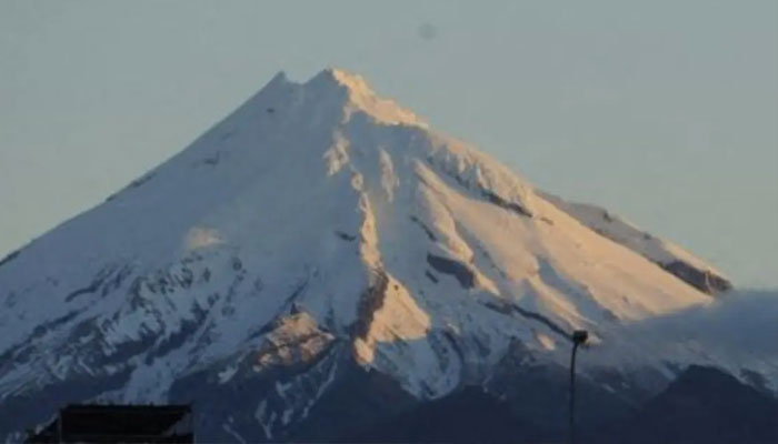 Mount Taranaki in the background before the start of the 2011 Rugby World Cup pool D match Namibia vs Wales at Stadium Taranaki in New Plymouth on September 26, 2011.—AFP