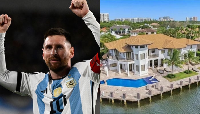 Lionel Messi and the waterfront mansion in Fort Lauderdale, Florida.—AFP/file