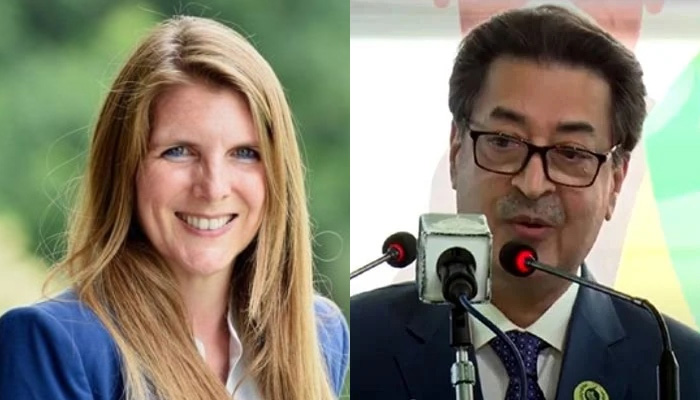British High Commissioner to Pakistan Jane Marriot (left) and Chief Election Commissioner Sikandar Sultan Raja. — Twitter/@JaneMarriottUK/Radio Pakistan