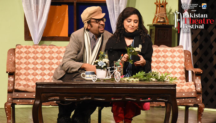 Artists performing during comic theatre play Biwi Ho Toh Apni at Pakistan Theater Festival. — APP