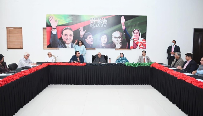 PPP Central Executive Committee meeting underway under chairmanship of President PPP Asif Ali Zardari and Chairman Pakistan Peoples Party Bilawal Bhutto Zardari. — X@MediaCellPPP