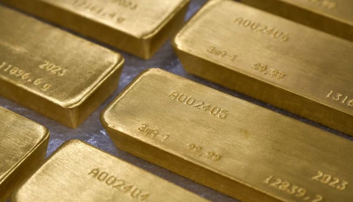 Ingots of 99.99 percent pure gold are placed in a workroom at Krastsvetmet precious metals plant in the Siberian city of Krasnoyarsk, Russia, January 31, 2023. — Reuters