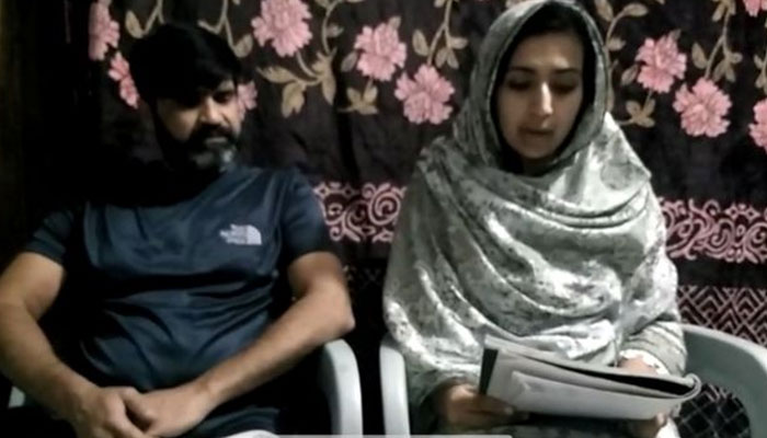 A screengrab from the video Urfan and his wife Beinash released.—screengrab
