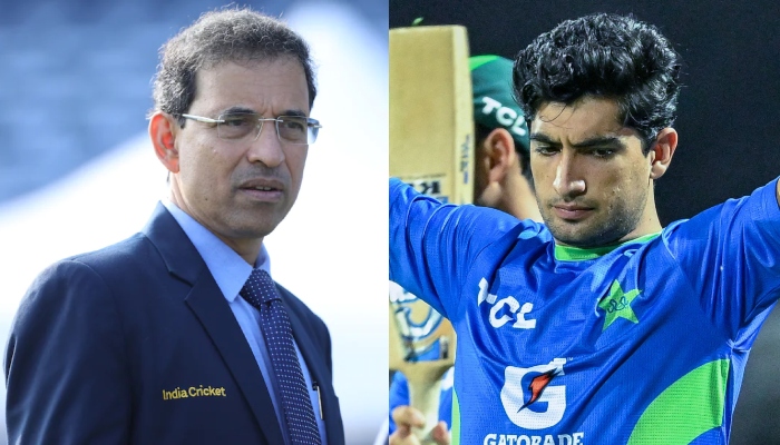 Indian analyst Harsha Bhogle (left) and Naseem Shah (right) seen in this picture collage. — AFP/File