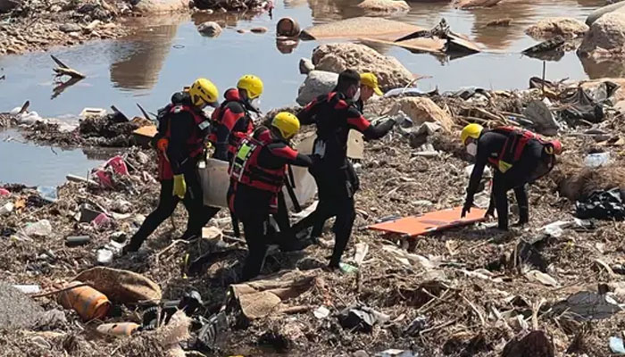 Rescue teams search for dead bodies at a beach, in the aftermath of the floods in Derna, Libya September 16, 2023. — Reuters