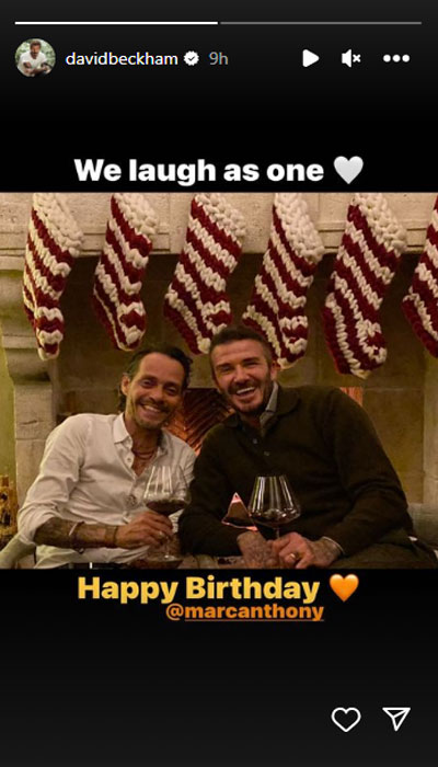 David Beckham drops gushing tribute for ‘brother’ Marc Anthony: ‘We laugh as one’