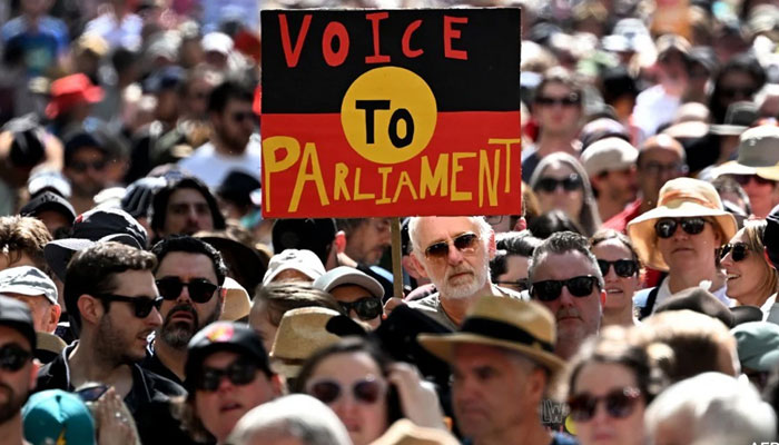 More than 10,000 supporters marched through the streets in Melbourne on September 17, 2023.—AFP