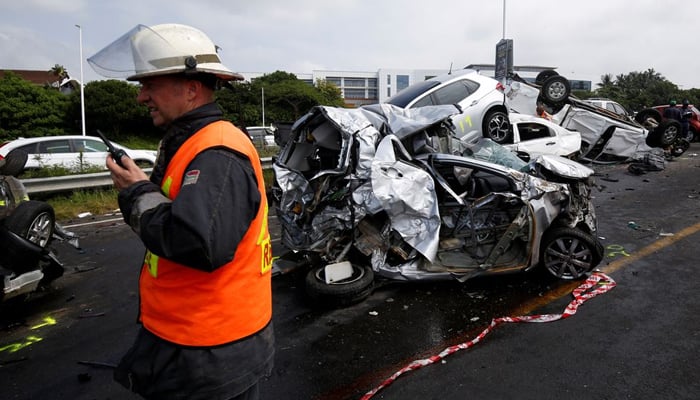 A general view of the scene of a multi-vehicle crash on the M41 freeway in Umhlanga, Durban, South Africa, March 6, 2023. — Reuters