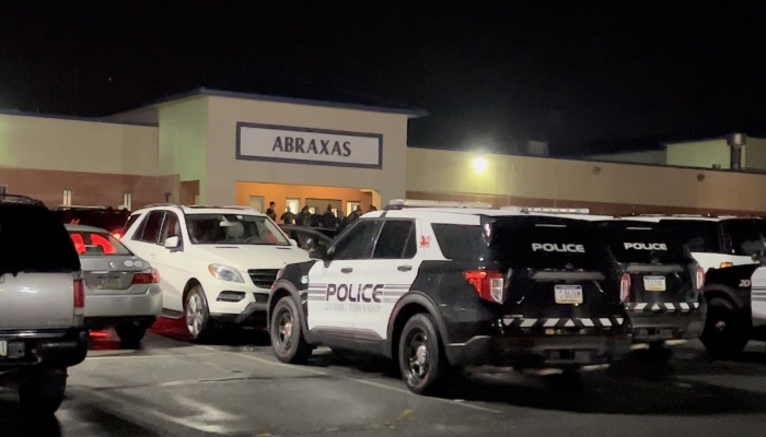 This picture shows a police vehicle parked in the parking lot at Abraxas Academy, Berks County, pennsylvania. — X/@MarcellaBaietto