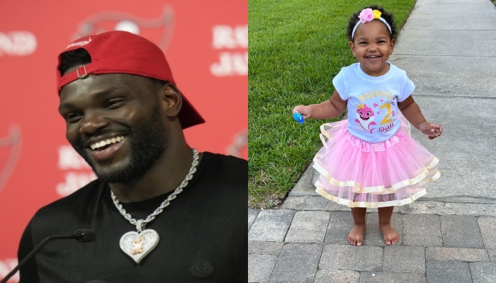 This combination picture shows Tampa Bay Buccaneers linebacker Shaquil Shaq Barrett (L) and his two-year-old late daughter Arrayah.. — X/@WFLA, Instagram/@moochman6