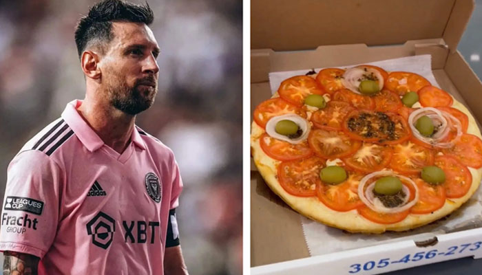 Lionel Messi and his favourite pizza. — Twitter @goal