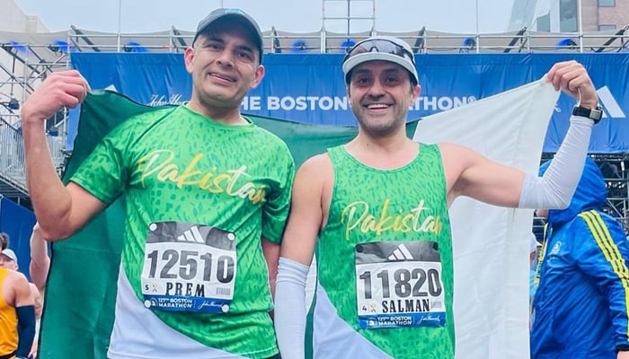 Dr Salman Khan and Prem Kumar at Boston Marathon.