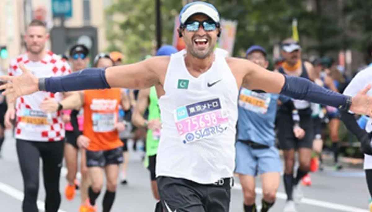 Fahd Mukhtar is all smiles during a marathon.