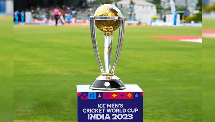 The ICC Men’s Cricket World Cup 2023 trophy. — ICC