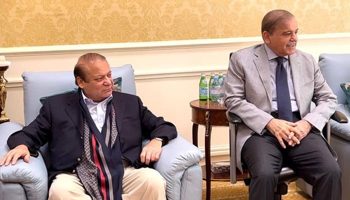 PML-N supremo Nawaz Sharif and party President Shehbaz Sharif in London. — X/@pmlndigitalpk/File