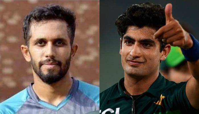 Pakistan wicketkeeper-batter Mohammad Haris (right) and Naseem Shah (right). — APP/AFP