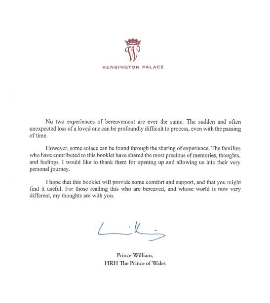 Prince William makes insightful contribution to charitys bereavement booklet
