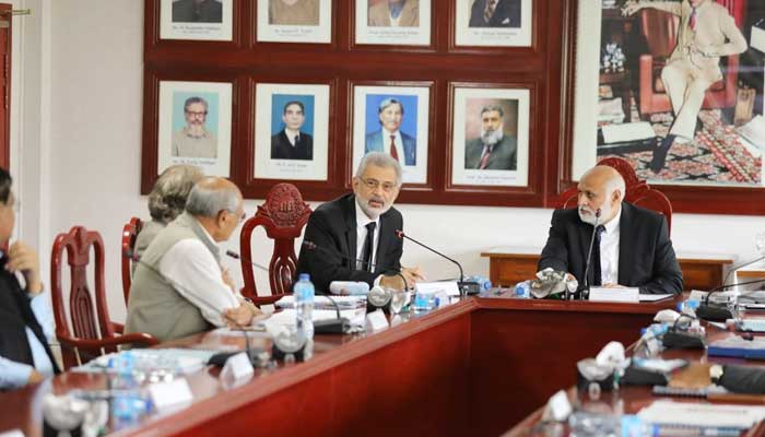 Chief Justice Qazi Faez Isa attends QAU Syndicate meeting on September 22, 2023. — Z/@QAU_Official