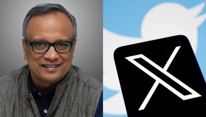 An image of Samiran Gupta, the former head of policy for India and South Asia at X, formerly known as Twitter and the X logo displayed on a phone screen against the platforms old bird logo. — International Institute of Communication/File, Reuters/File