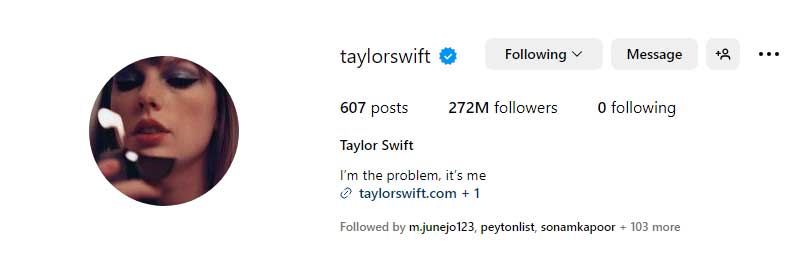 Taylor Swift uses fake Instagram account?