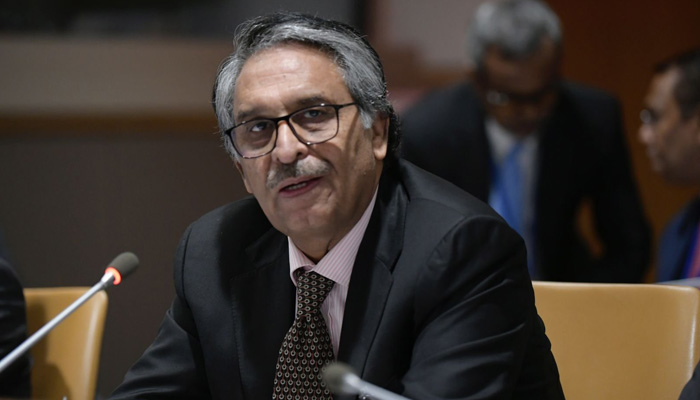 Foreign Minister Jalil Abbas Jilani speaks during the United Nations Alliance of Civilizations (UNAOC) Group of Friends meeting in New York on September 22, 2023. — Twitter/UNAOC