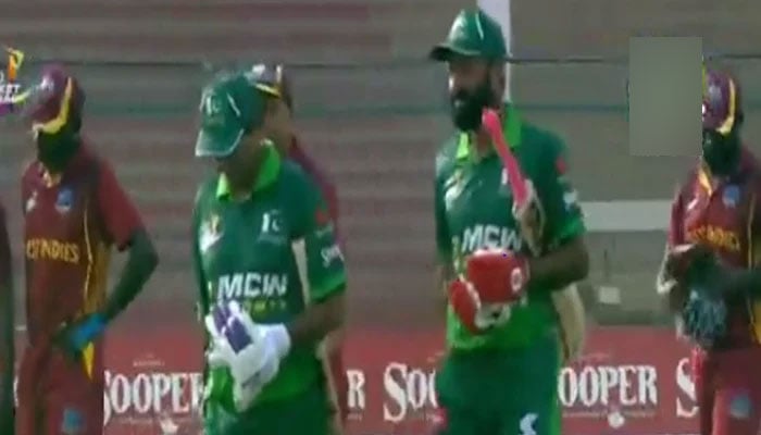 Pakistani team in their match against West Indies in Over 40s Cricket Global Cup on September 24, 2023. — Screengrab