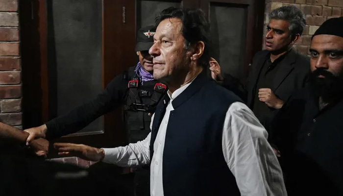 PTI Chairman Imran Khan after appearing at the Lahore High Court on March 17, 2023. — AFP