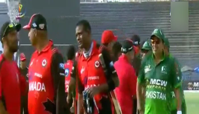 Pakistani team in their match against Canada in Over 40s Cricket Global Cup on September 25, 2023. — Screengrab
