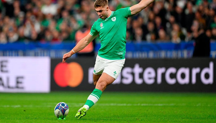 Irelands Jack Crowley slots over a late penalty against South Africa. independent.ie