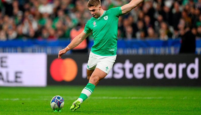 Irelands Jack Crowley slots over a late penalty against South Africa. independent.ie