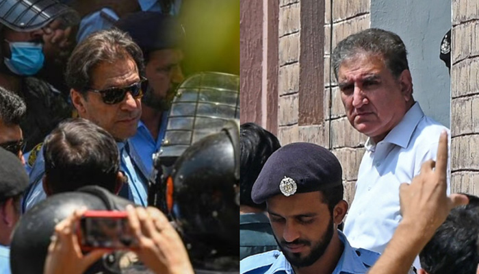 PTI Chairman Imran Khan (left) and Shah Mahmood Qureshi. — AFP/File