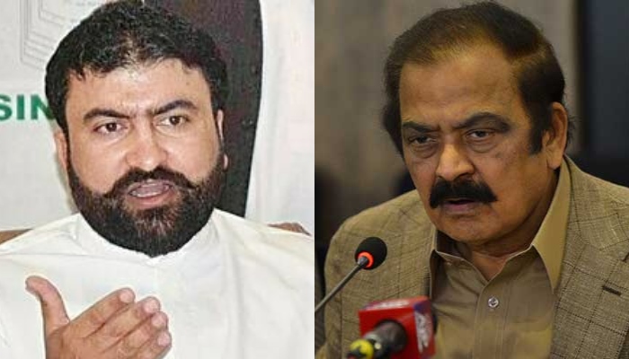 Interior Minister Sarfraz Bugti (left) and PML-N leader Rana Sanaullah. — APP/AFP/File