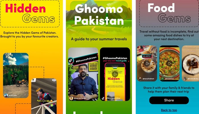 TikTok introduces a dedicated #GhoomoPakistan travel hub on the platform that includes details of scenic routes, travel tips and hotel recommendations. — TikTok