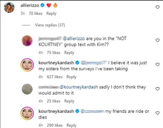 Kourtney Kardashian throws shade at Kim’s ‘Not Kourtney’ group chat