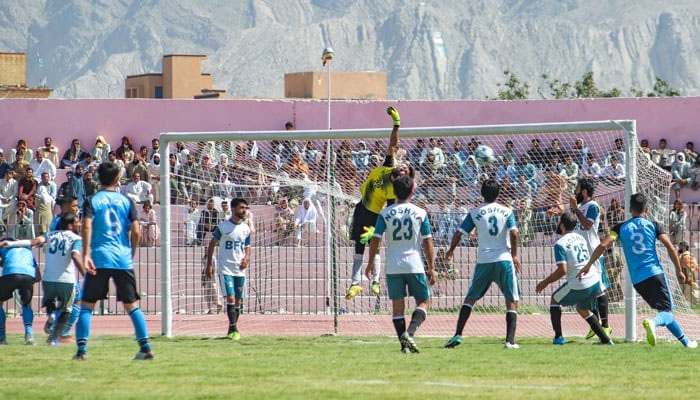 A match in progress during the CM Balochistan Gold Cup 2022 — Directorate General of Sports Balochistan