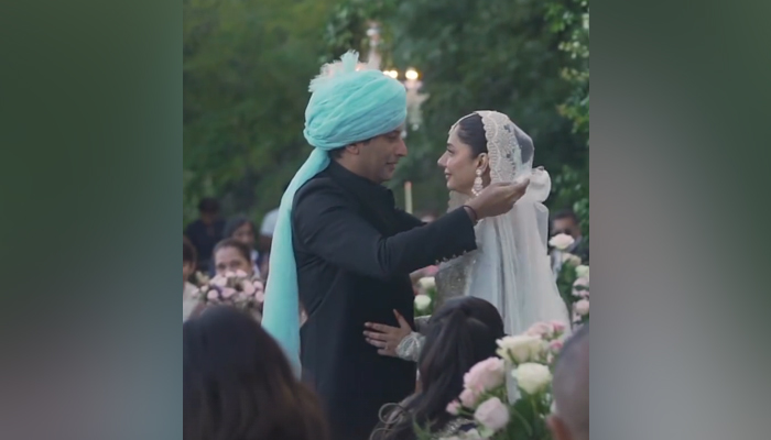 This still taken from a short Instagram story released on October 2, 2023, shows Pakistani superstar Mahira (right) with his spouse Salim Khan after they tied the knot in an intimate wedding ceremony. — Instagram/@anushaytkhan
