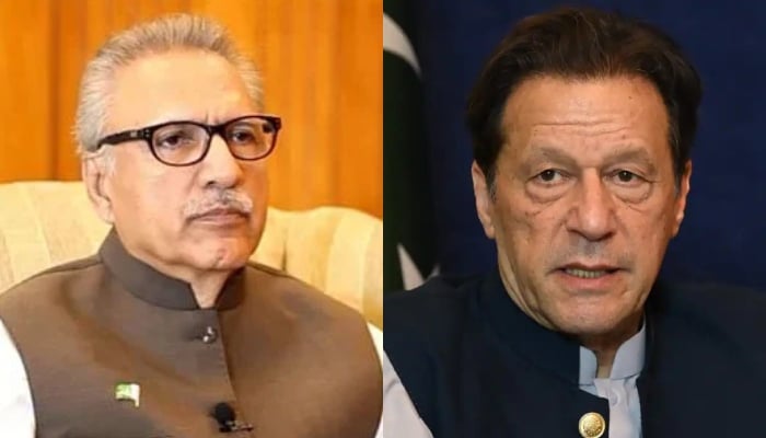 President Arif Alvi (Left) and PTI chief Imran Khan. — APP/AFP/File