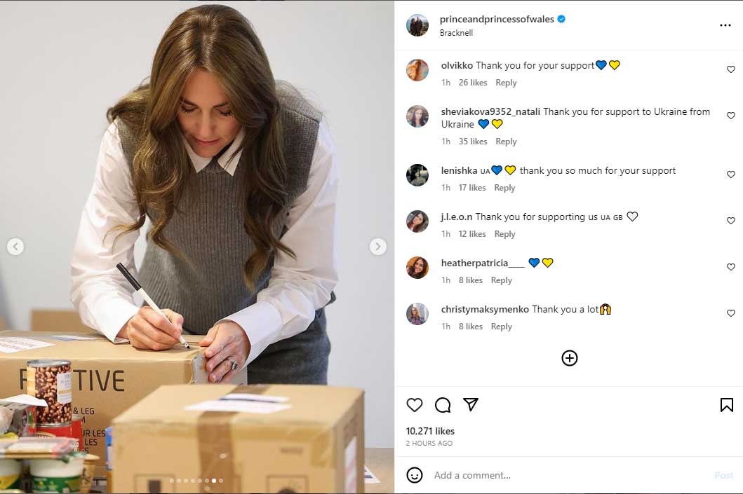Kate Middleton shows her handwriting as she writes message for Ukrainians
