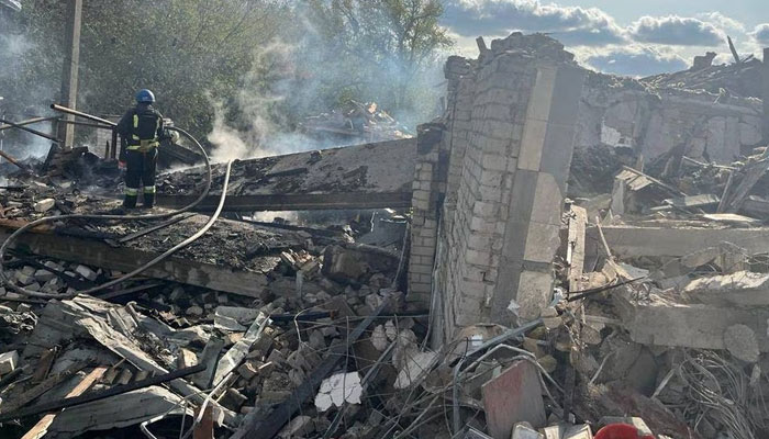 Firefighters work at a site of a Russian military strike, amid Russias attack on Ukraine, in the village of Hroza, in Kharkiv region, Ukraine October 5, 2023.—Reuters