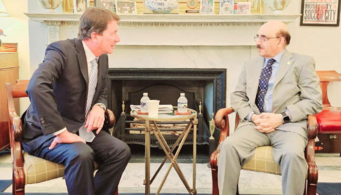 Pakistani Ambassador Masood Khan (R) with US Senator Bill Hagerty. — X/@Masood__Khan