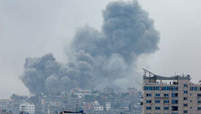 Smoke rises following Israeli strikes in Gaza, October 9, 2023. — Reuters