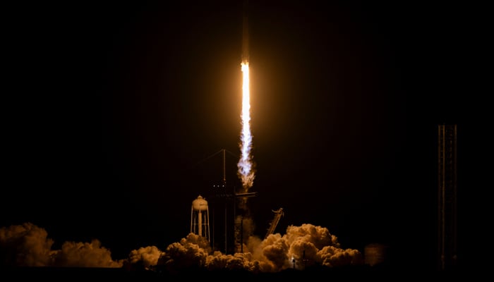 A SpaceX Falcon 9 rocket with the Crew Dragon spacecraft carrying Nasas SpaceX Crew-7 mission lifts off from Launch Complex 39A at the Kennedy Space Center on August 26, 2023, in Florida. — AFP