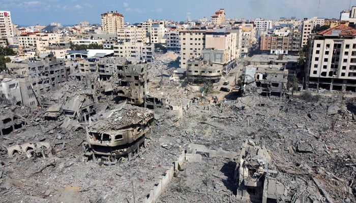 A view shows houses and buildings destroyed by Israeli strikes in Gaza City, October 10, 2023. — Reuters
