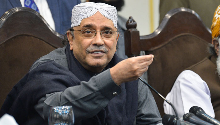 Pakistan Peoples Party Co-chairman Asif Ali Zardari addressing a press conference in this undated picture. — AFP/File