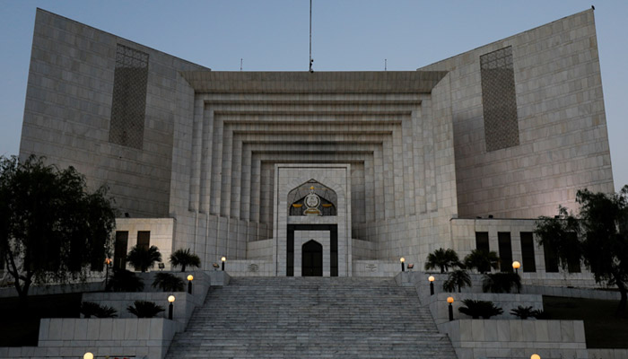 A general view of the Supreme Court of Pakistan building at the evening hours, in Islamabad, April 7, 2022. — Reuters