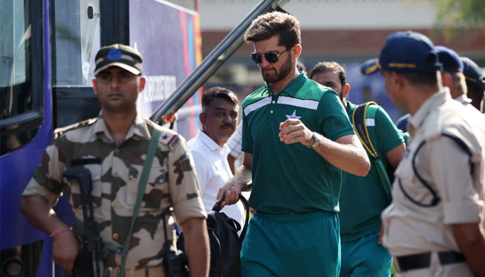 Pakistans Shaheen Shah Afridi arrives at Ahmedabad ahead of their match against India, on October 11, 2023. — Reuters